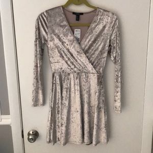 Crushed velvet long sleeve dress